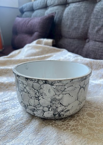 Gri Beyaz Mermer Desenli saksı vazo - Görsel 2