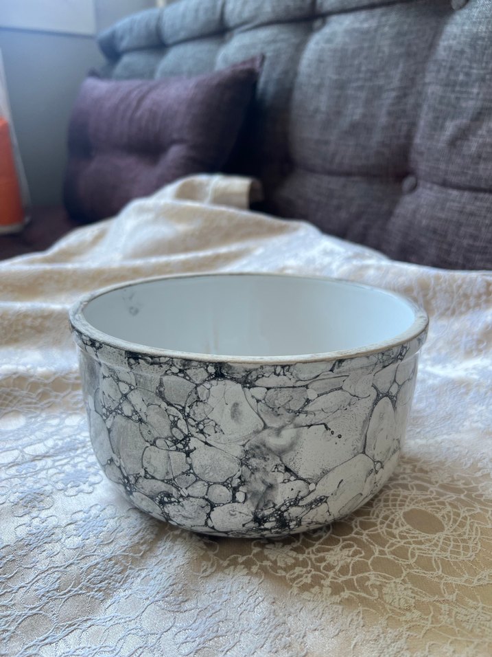 Gri Beyaz Mermer Desenli saksı vazo - Görsel 2