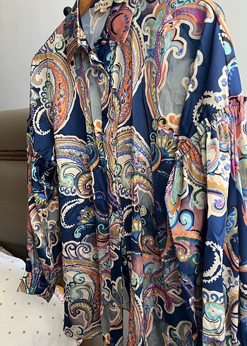 Aker marka Renkli Desenli Uzun Kollu Kadın Gömlek - Görsel 3