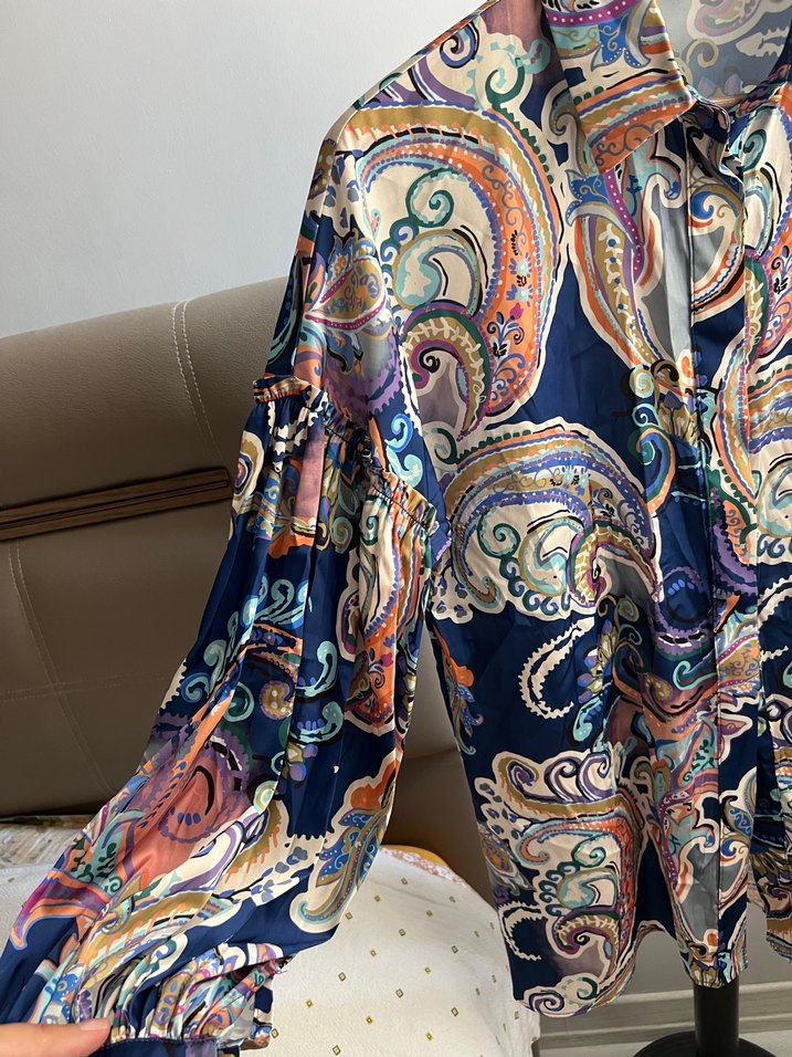 Aker marka Renkli Desenli Uzun Kollu Kadın Gömlek - Görsel 4