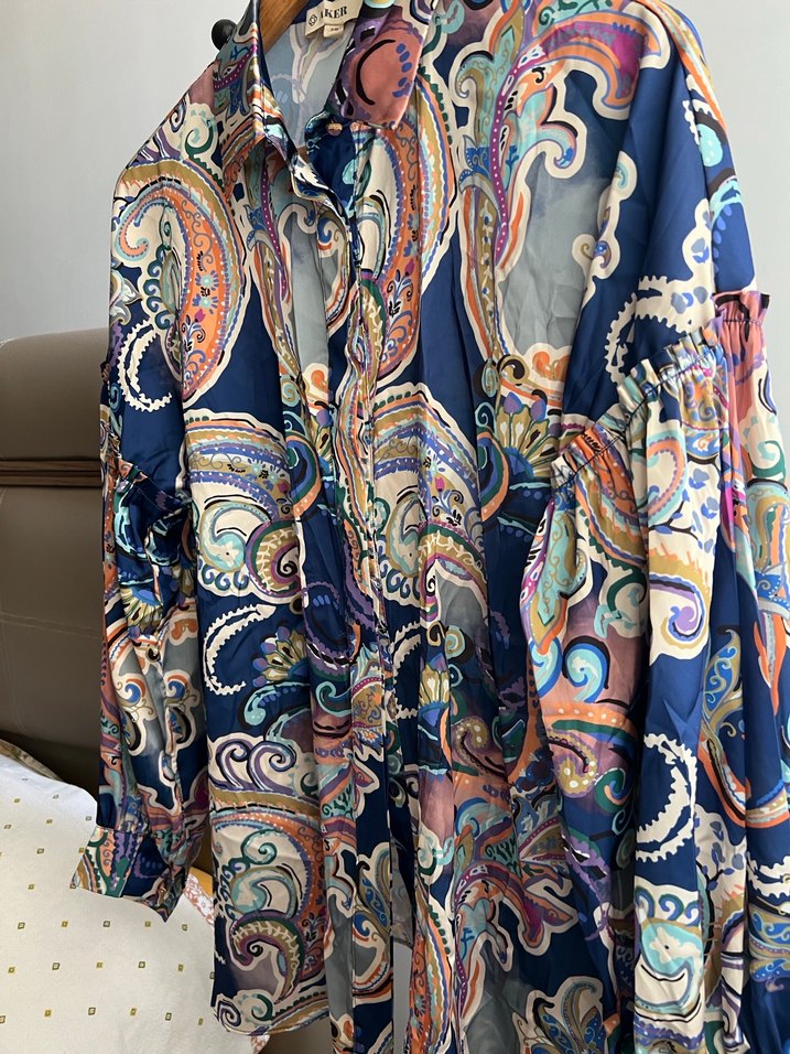 Aker marka Renkli Desenli Uzun Kollu Kadın Gömlek - Görsel 3