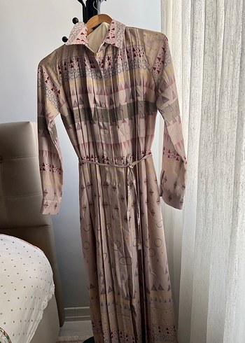 Miha marka Bej Pilili Bohem Kadın elbise - Görsel 6