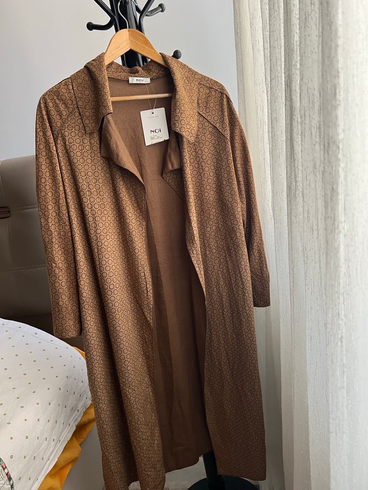 Düğmeli Uzun Süet Kadın Trençkot - Görsel 2