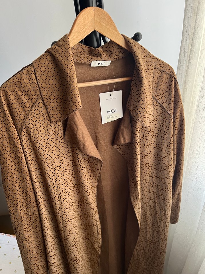 Düğmeli Uzun Süet Kadın Trençkot - Görsel 3