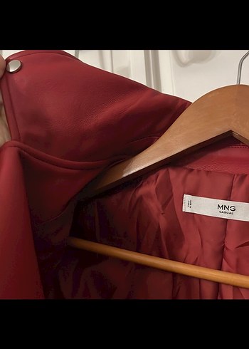 Mango Kırmızı Deri Biker Ceket 34 beden - Görsel 3
