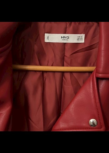 Mango Kırmızı Deri Biker Ceket 34 beden - Görsel 4