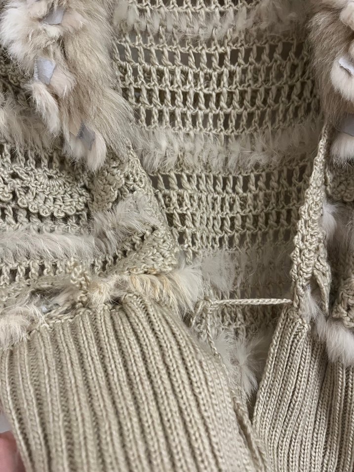 Kürklü Bej Kadın Triko Hırka - Görsel 4