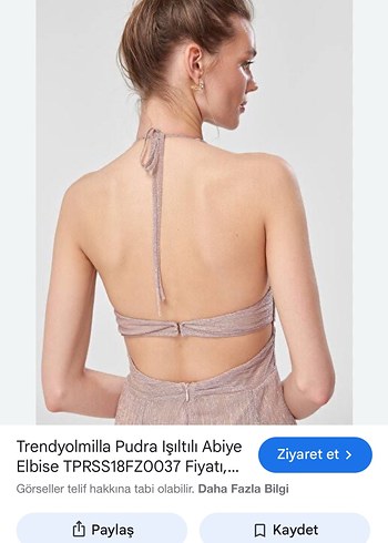 Trendyolmilla Pudra Işıltılı Uzun Abiye Elbise - Görsel 3