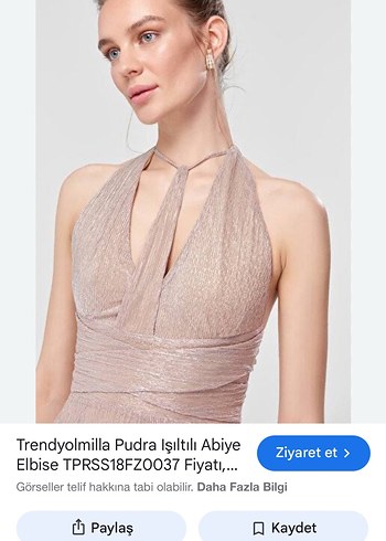 Trendyolmilla Pudra Işıltılı Uzun Abiye Elbise - Görsel 2