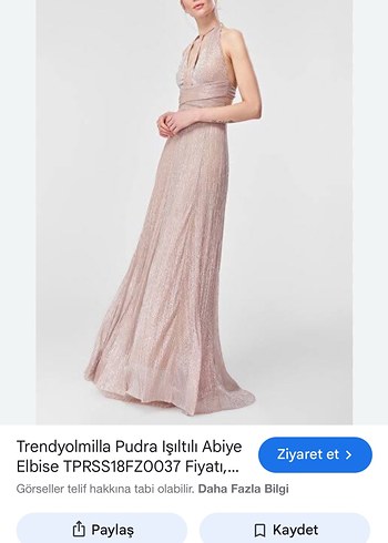 Trendyolmilla Pudra Işıltılı Uzun Abiye Elbise - Görsel 4