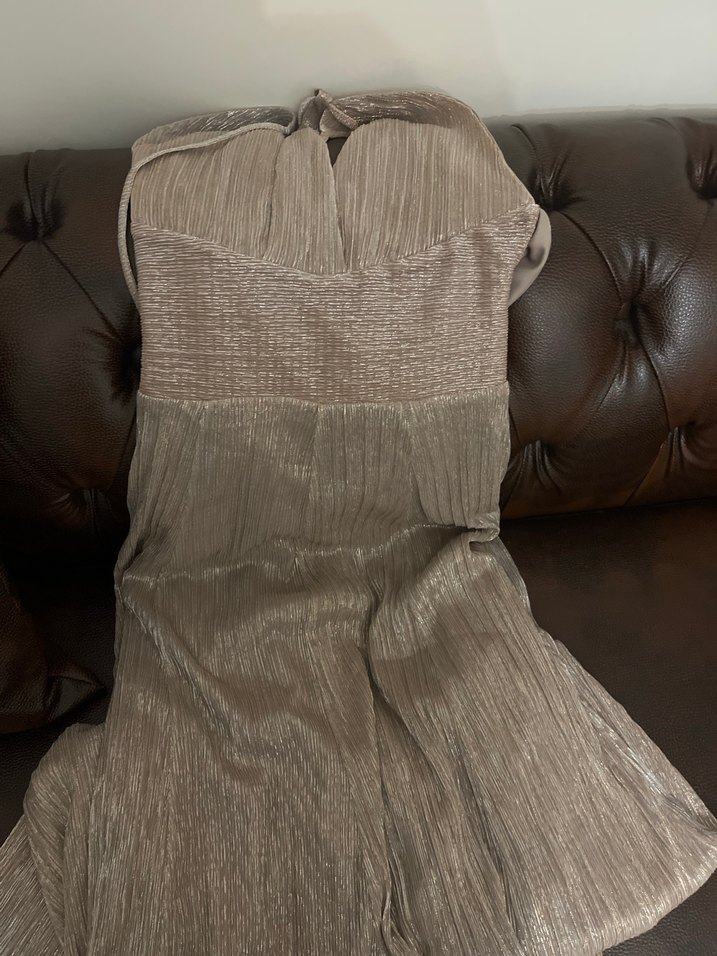 Trendyolmilla Pudra Işıltılı Uzun Abiye Elbise - Görsel 5