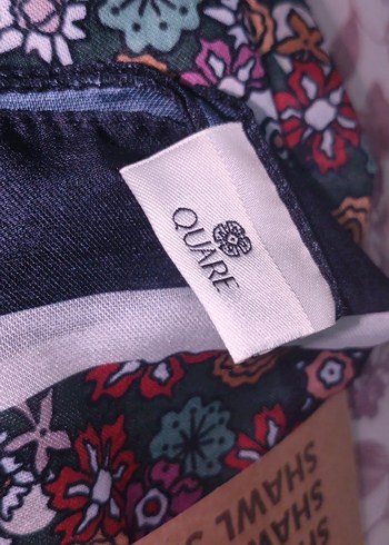 Çiçek Desenli Çok Renkli Bambu Kraş Şal - Görsel 3