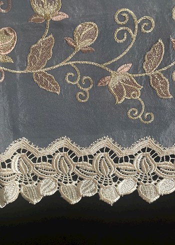 Kahverengi Nakışlı 110x40 cm runner veya masa  ortası örtü - Görsel 2