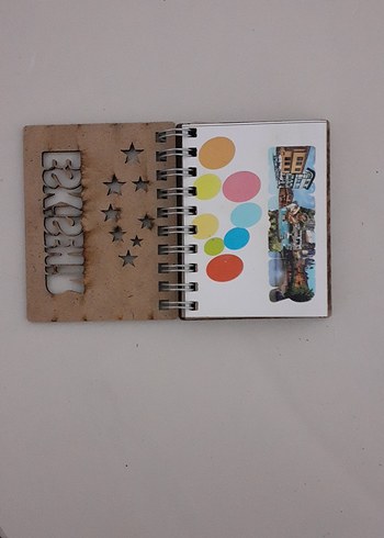 Renkli Yıldızlı Tahta kapaklı Not Defteri - Görsel 3