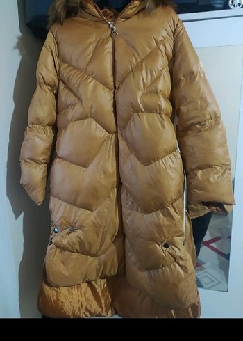 Kürklü Bej Kadın Kışlık Mont - Görsel 2