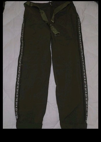 Kemerli Haki Kadın Paraşüt Pantolon - Görsel 2