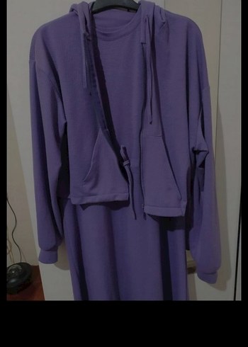 Ceketli mor elbise + şal - Görsel 2