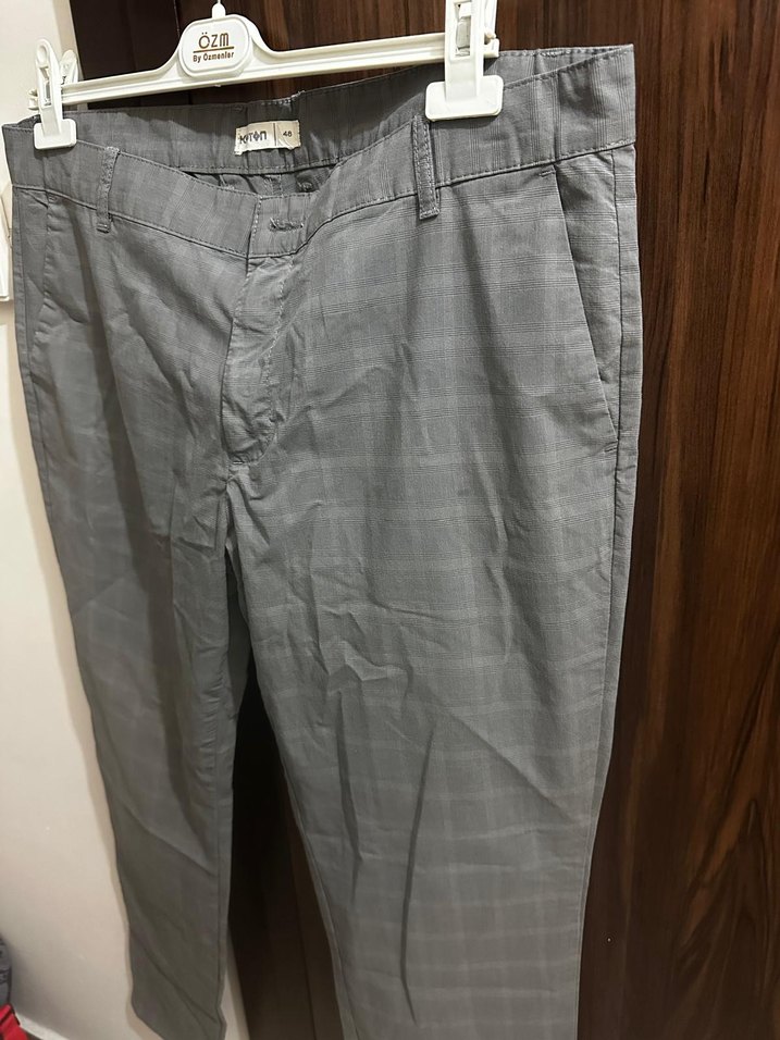 Gri Regular Fit Keten Erkek Pantolon - Görsel 2