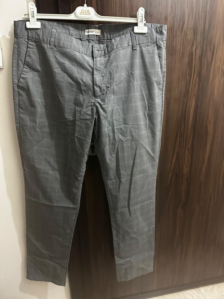 Gri Regular Fit Keten Erkek Pantolon - Görsel 3