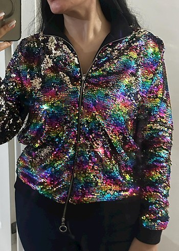 Renkli Payetli Kadın Ceket - Görsel 7