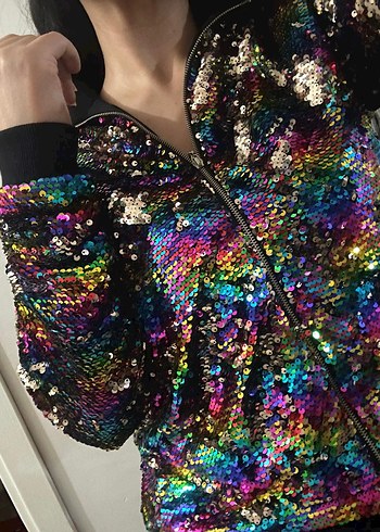 Renkli Payetli Kadın Ceket - Görsel 6