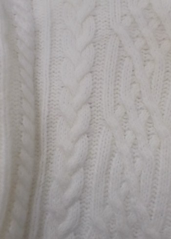 Beyaz Örgü Kadın Mini Triko Kazak - Görsel 3