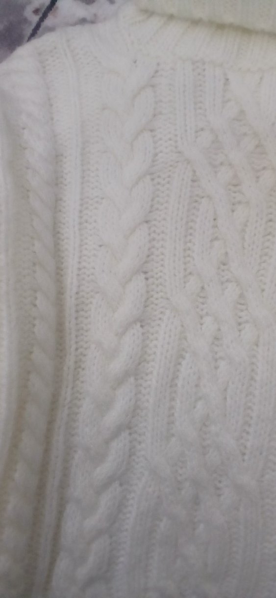 Beyaz Örgü Kadın Mini Triko Kazak - Görsel 3