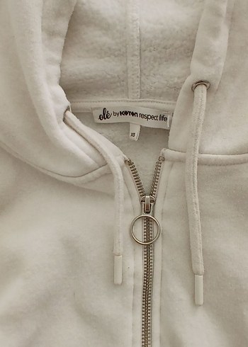 Kadın Beyaz Korse Detay Fermuarlı Kapüşonlu Sweatshirt - Görsel 3