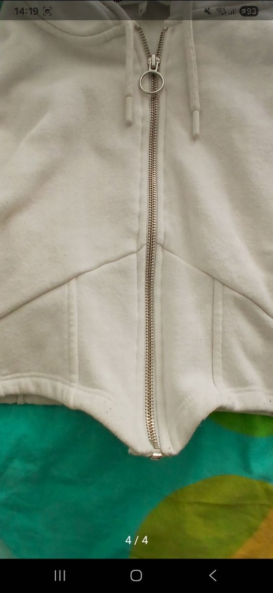 Kadın Beyaz Korse Detay Fermuarlı Kapüşonlu Sweatshirt - Görsel 4