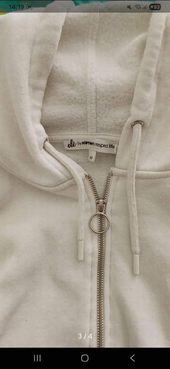 Kadın Beyaz Korse Detay Fermuarlı Kapüşonlu Sweatshirt - Görsel 3