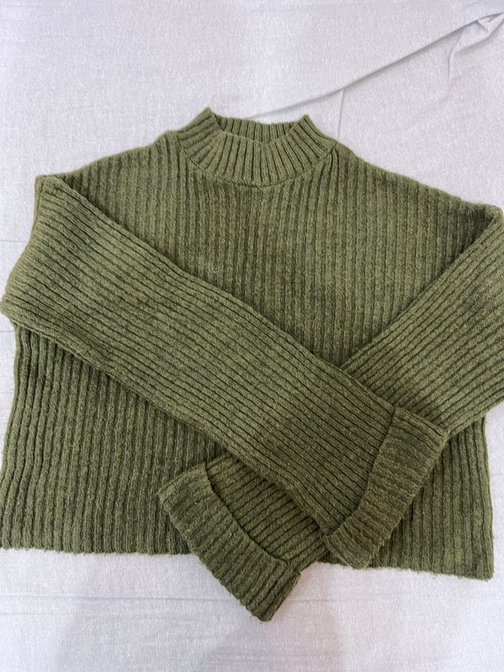 Boğazlı Gri Örgü Kadın Kazak - Görsel 2