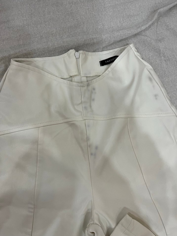 Beyaz Kadın Midi Kumaş Pantolon Fermuarlı - Görsel 2