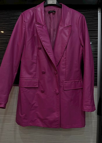 Parlak pembe Midi Kadın Blazer Ceket - Görsel 2