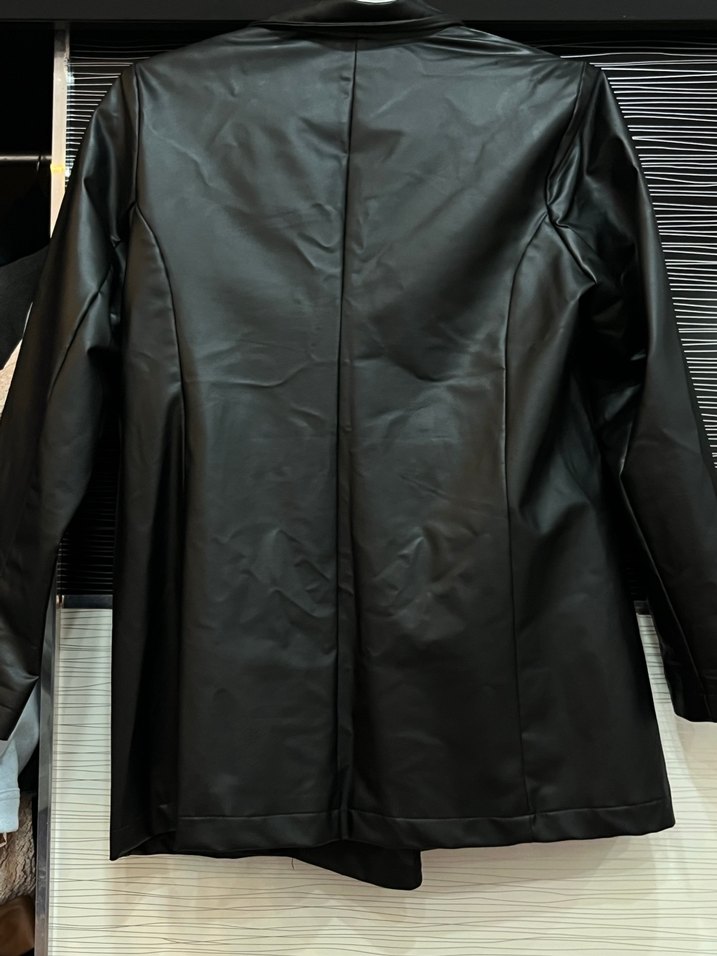 Kadın Siyah Deri Uzun Ceket - Görsel 2
