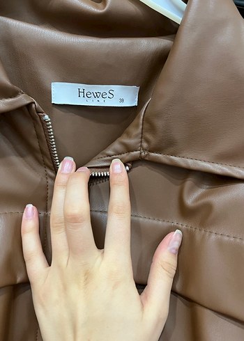 Kahverengi Deri Kemerli Kadın Ceket - Görsel 3