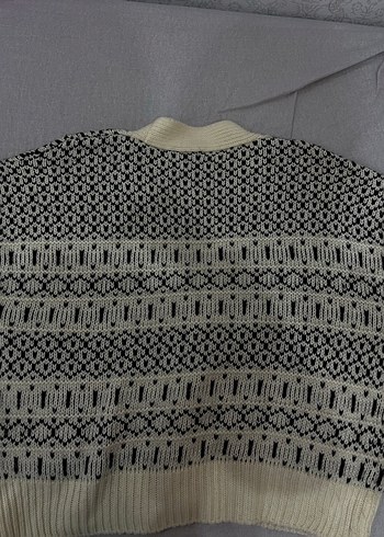 Bohem Tarz Gri Örgü Kadın Hırka - Görsel 2