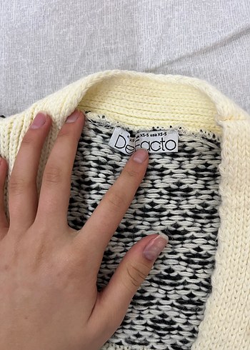 Bohem Tarz Gri Örgü Kadın Hırka - Görsel 3