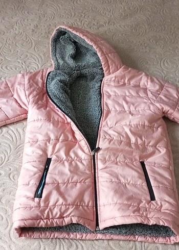 Kız Çocuk Pembe Fermuarlı Kışlık Mont - Görsel 2