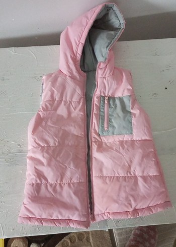 Kız Çocuk Kapüşonlu Gri Yelek - Görsel 2