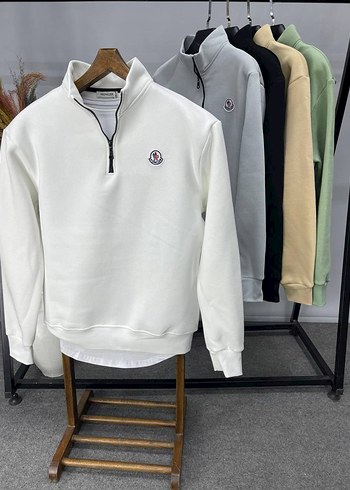 Beyaz Fermuarlı Erkek Sweatshirt Moncler - Görsel 2