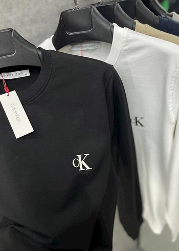 Erkek Siyah cK Baskılı Bisiklet Yaka Sweatshirt - Görsel 3