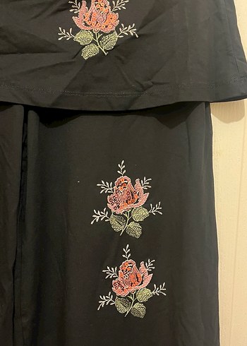 Siyah kadın çiçekli pantolon etek - Görsel 2