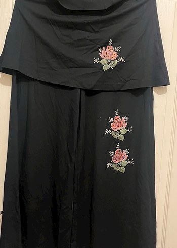 Siyah kadın çiçekli pantolon etek - Görsel 3