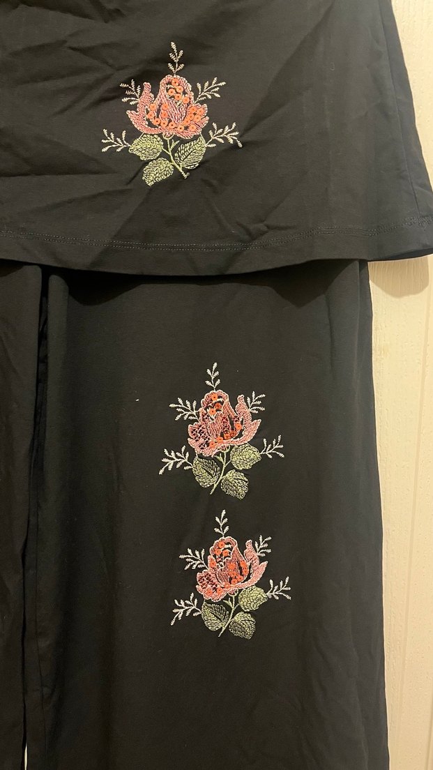 Siyah kadın çiçekli pantolon etek - Görsel 2