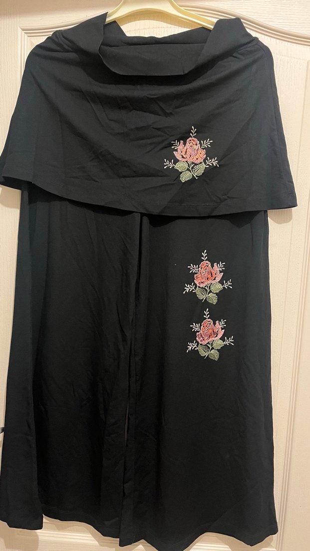 Siyah kadın çiçekli pantolon etek - Görsel 3