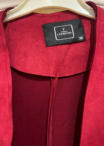 Bordo Süet Uzun Kadın Kaban - Görsel 3