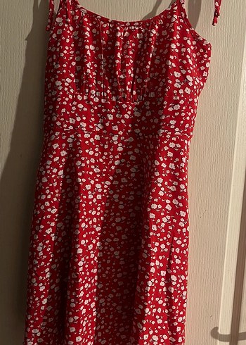 Kırmızı V Yaka Bohem Midi Elbise - Görsel 4