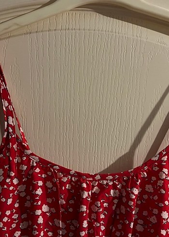 Kırmızı V Yaka Bohem Midi Elbise - Görsel 3