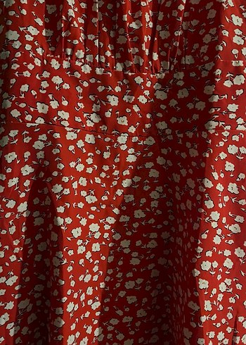 Kırmızı V Yaka Bohem Midi Elbise - Görsel 2