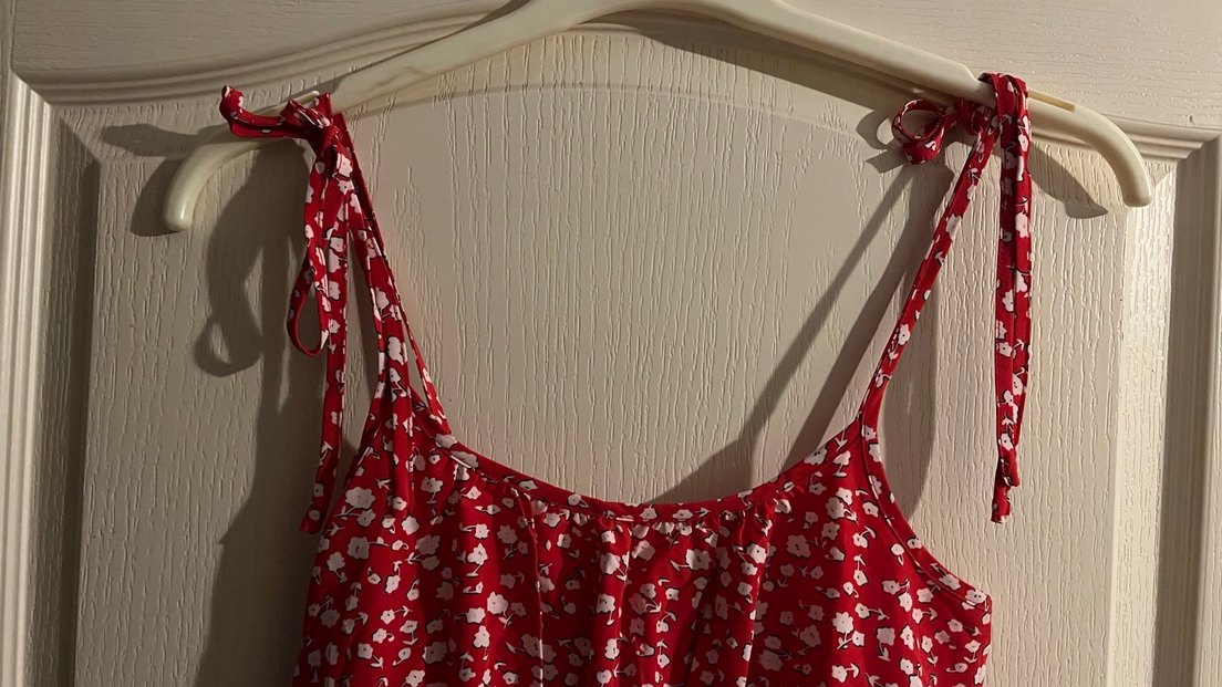 Kırmızı V Yaka Bohem Midi Elbise - Görsel 3